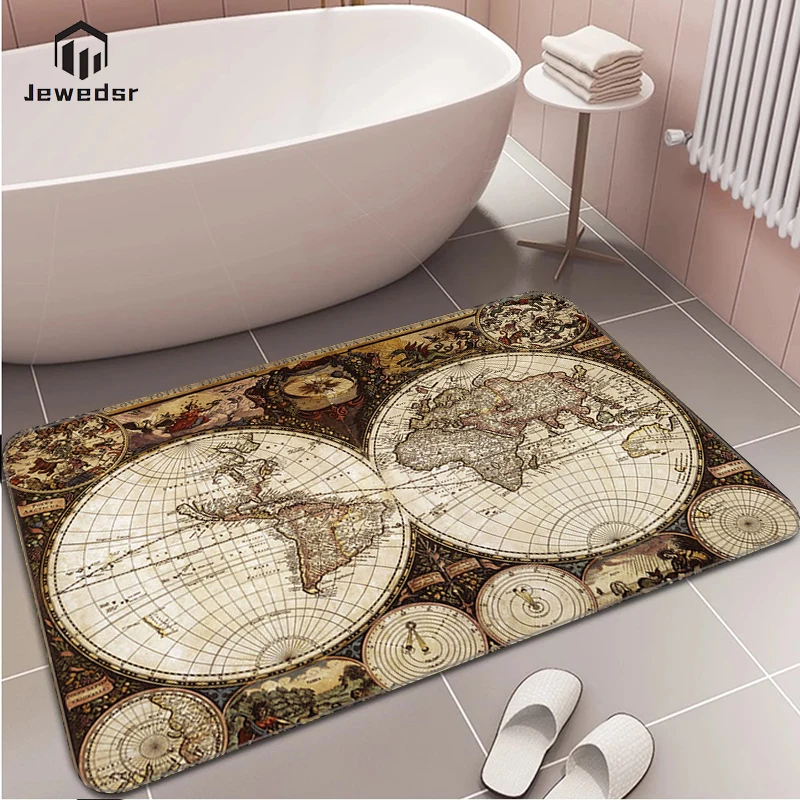 

Children Room Mat World Map Funny Entrance Door Mats Long Corridor Carpet Non-slip Washable Kitchen Rug Bedside Living Rugs Bath