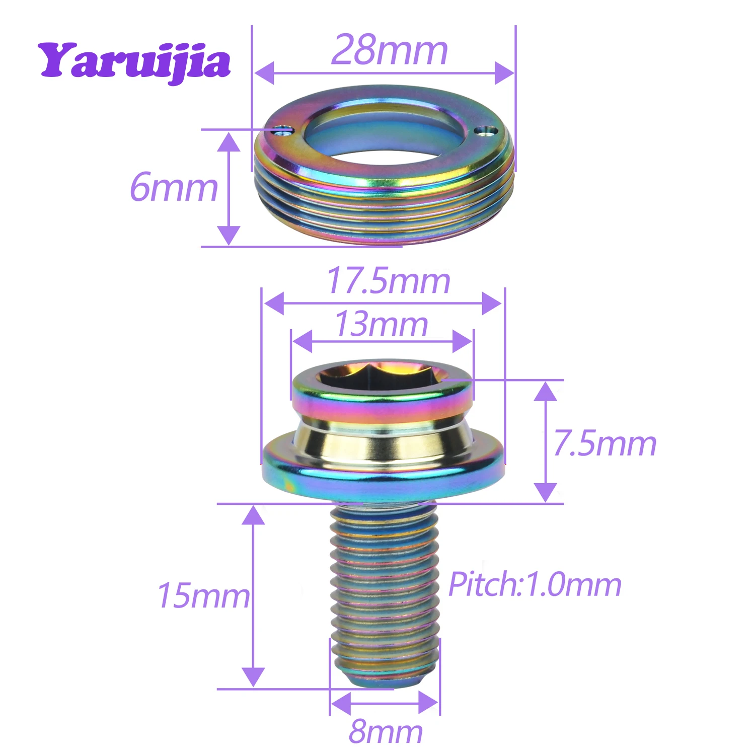 Фото Титановый болт Yaruijia M8X15 мм, квадратные шестигранные винты с защитой от пыли, детали для нижнего кронштейна Pass Brompton Bike Ti №2