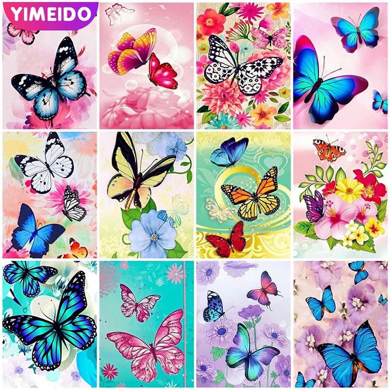 

YIMEIDO Butterfly AB Diamond Painting Kit 5d Diy Flower Full Square / Round Diamond Embroidery Animal Handmade Rhinestone Mosaic