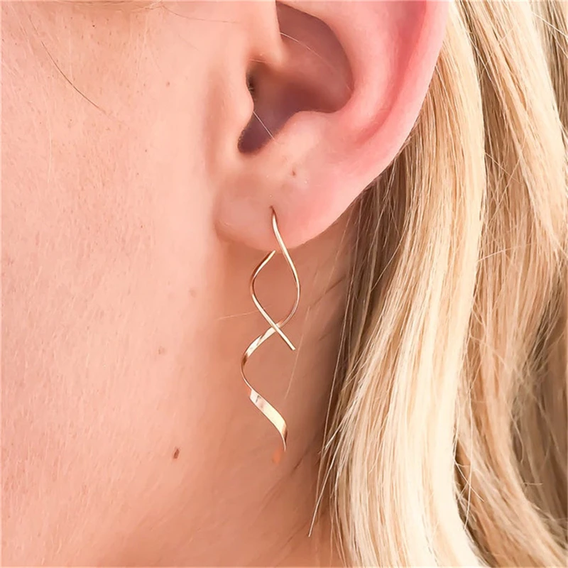 

Fashion Long Wave Spiral Elegant Earrings For Women Geometric Modern Earrings 2023 Classic Designer Unique Jewelry Cute Gifts