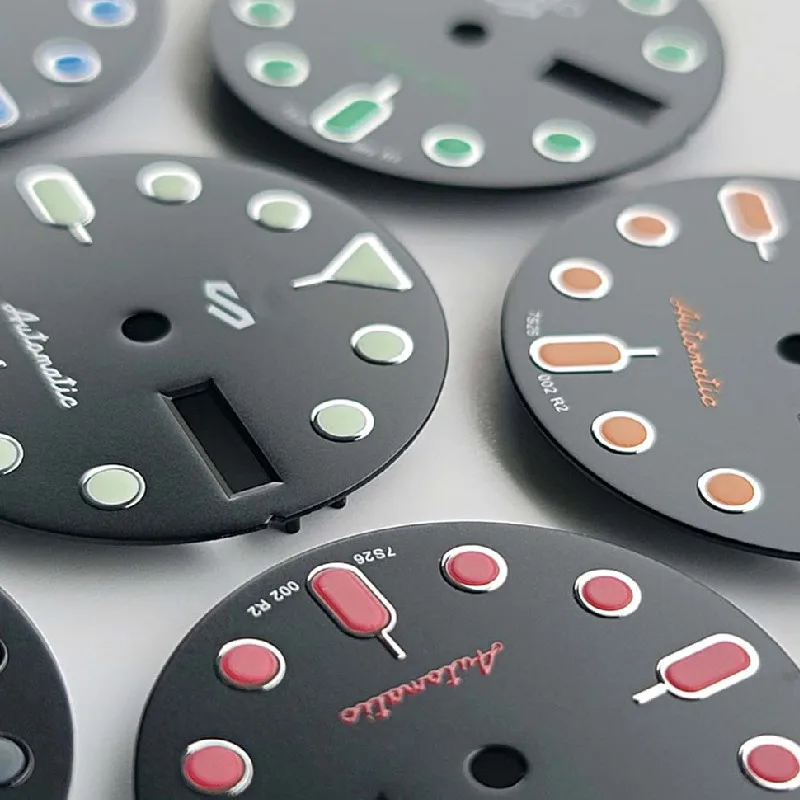 New modification watch accessories dial color nail with green luminous 28.5mm dial black suitable for Japanese NH36 movement