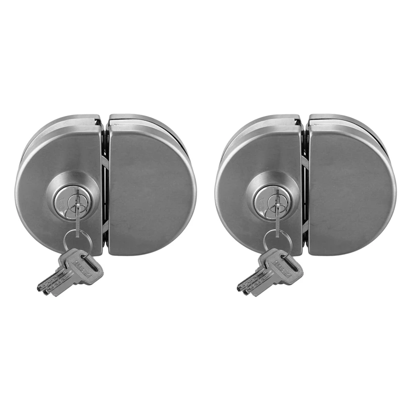 

2X Entry Gate 10-12Mm Glass Swing Push Sliding Door Lock With Keys