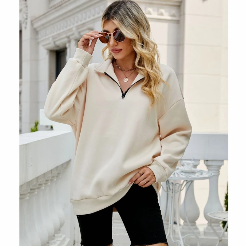 

Женский пуловер на молнии, с длинным рукавом