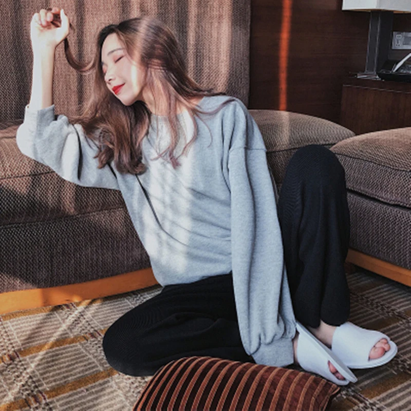 SP&CITY Cartoon Cute Patterned Long Sleeved Pajamas Set Female Spring Sleepwear Comfortable Cotton Round Neck Pajamas