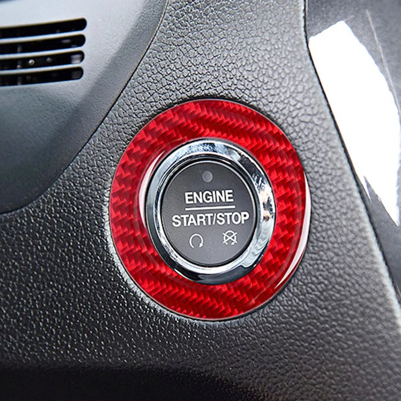 Купи Red Carbon Fiber Car Start Button Ring Modification Cover Trim Strip Decorative Sticker For Ford Explorer Car Inner Accessories за 456 рублей в магазине AliExpress