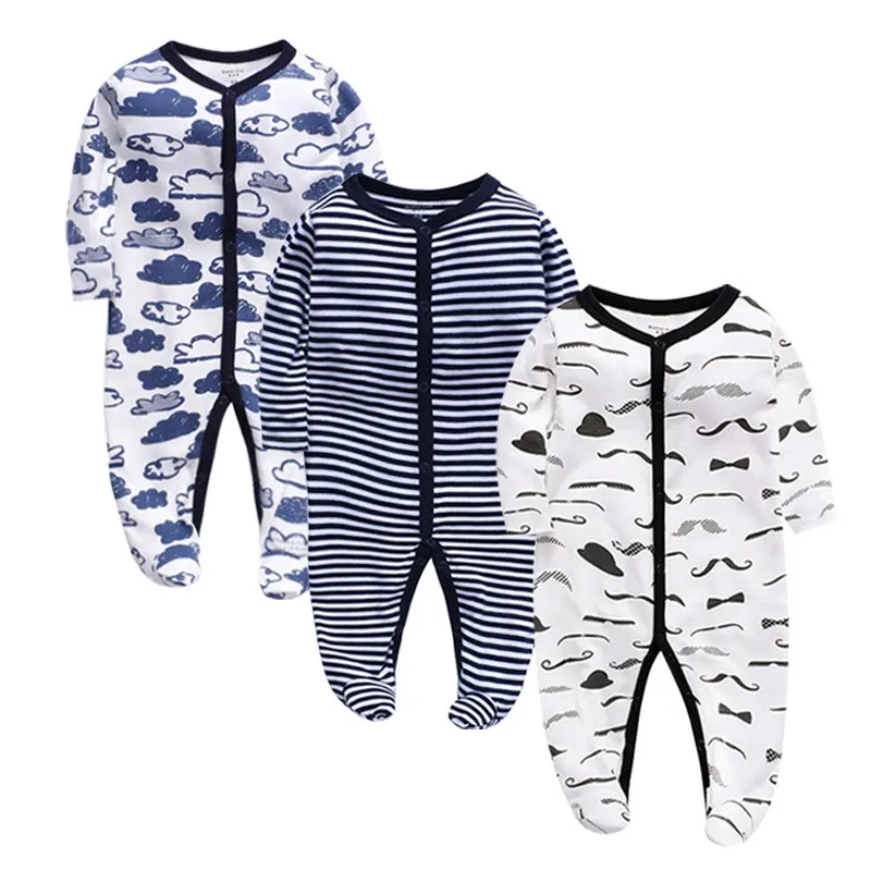 

Newborn Baby Boys' 3-Pack Snug Fit Footed Cotton Pajamas long sleeve cute baby clothes