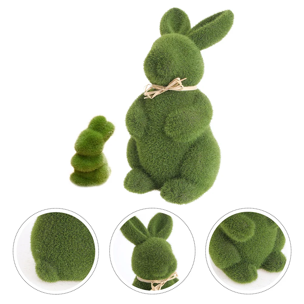

2pcs Easter Moss Bunny Crafts Artificial Moss Rabbit Decor Fake Moss Bunny