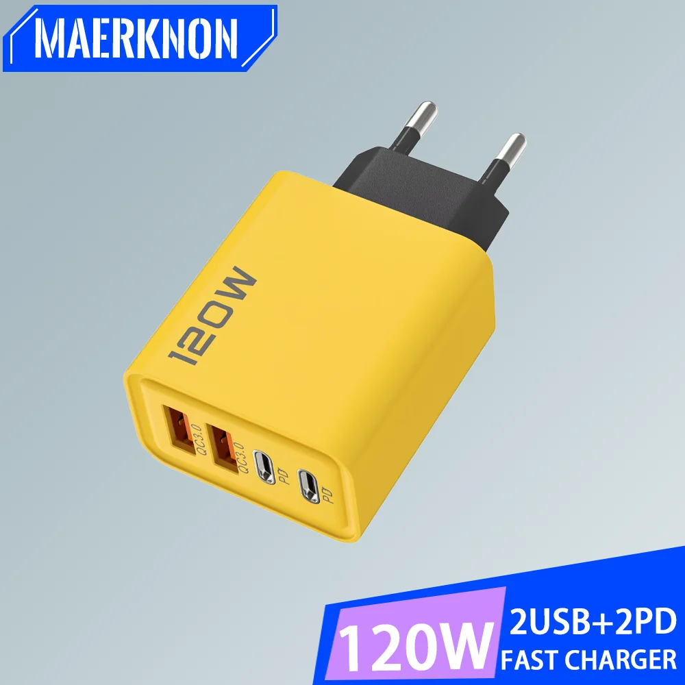 Фото Зарядное устройство USB типа C, 4-портовое PD, адаптер для быстрой зарядки мобильного телефона для iPhone, Samsung, Xiaomi MI, настенное зарядное устройство с быстрой зарядкой №1