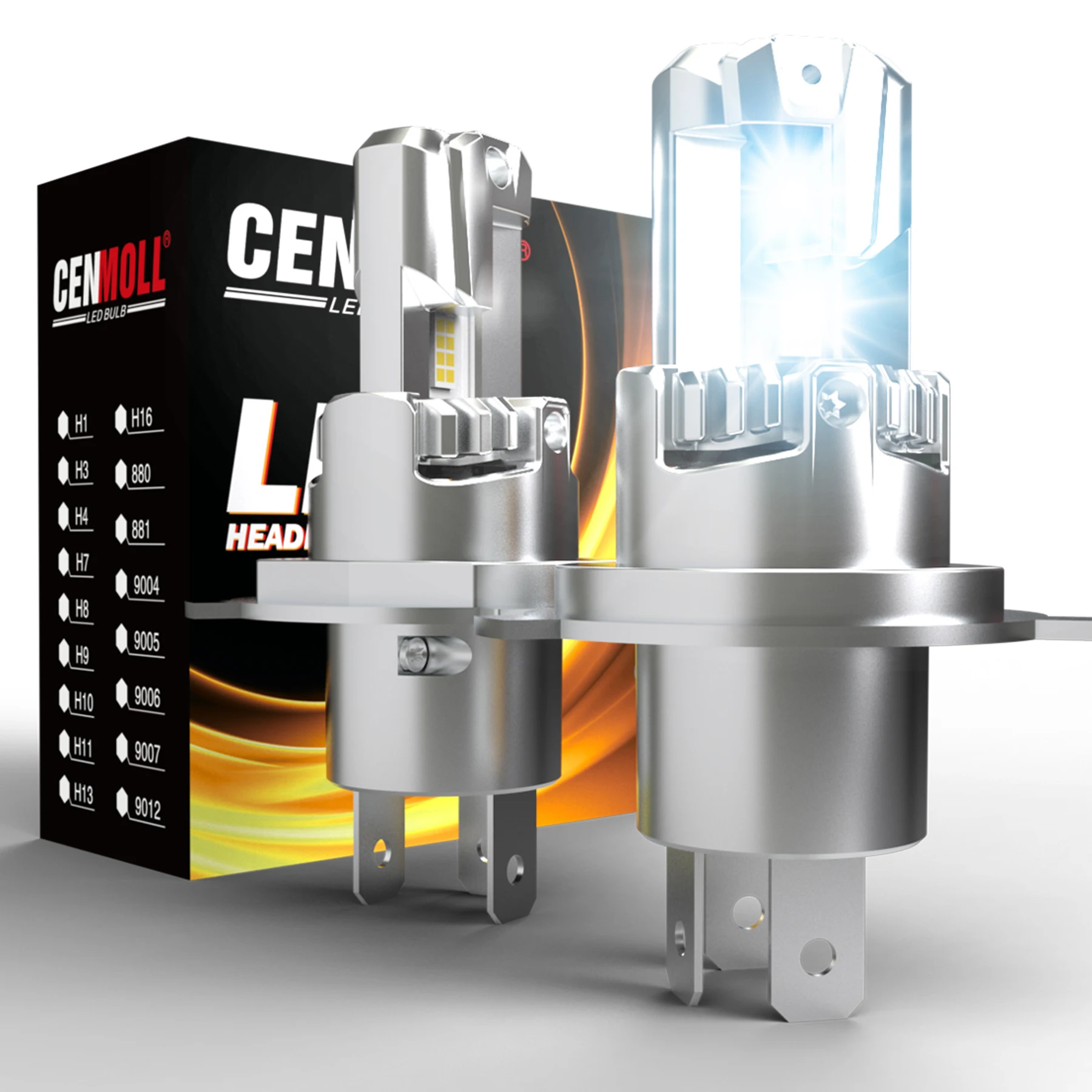 Светодиодные фары дальнего и ближнего света 2 шт H4 9003 Canbus 1993 лм с вентилятором