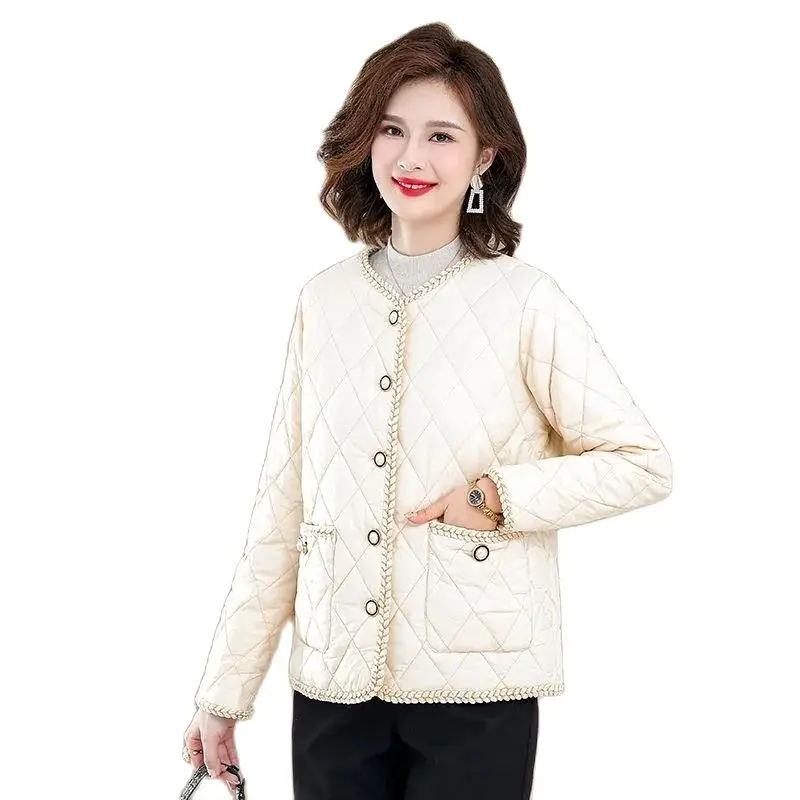 

Mother's Coat New Foreign Middle-Aged Women's Outerwear Slim Autumn Winter Short Down Jackets Loose Cotton-Padded Jacket Female