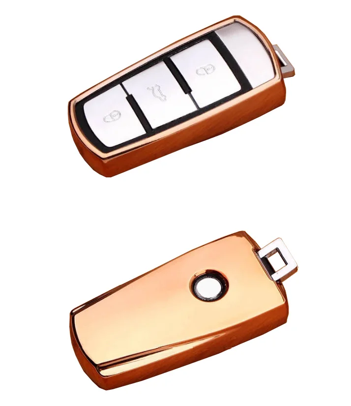 

For VW VOLKSWAGEN Passat CC Gold Silica Gel Smart Key Case Cover Remote Keys Fob Skin Shell Soft