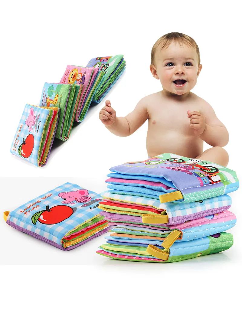 

Book 4 piece canvas baby education toy مبكّر baby English