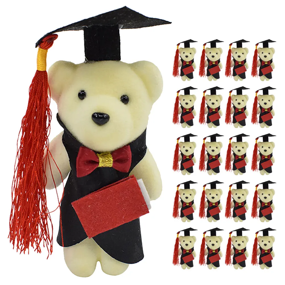 

24pcs Mini Bear Stuffed Graduation Stuffed Animals Plush Bears Bouquet Decor Dolls Graduation Gifts Graduate Decoration Supplies