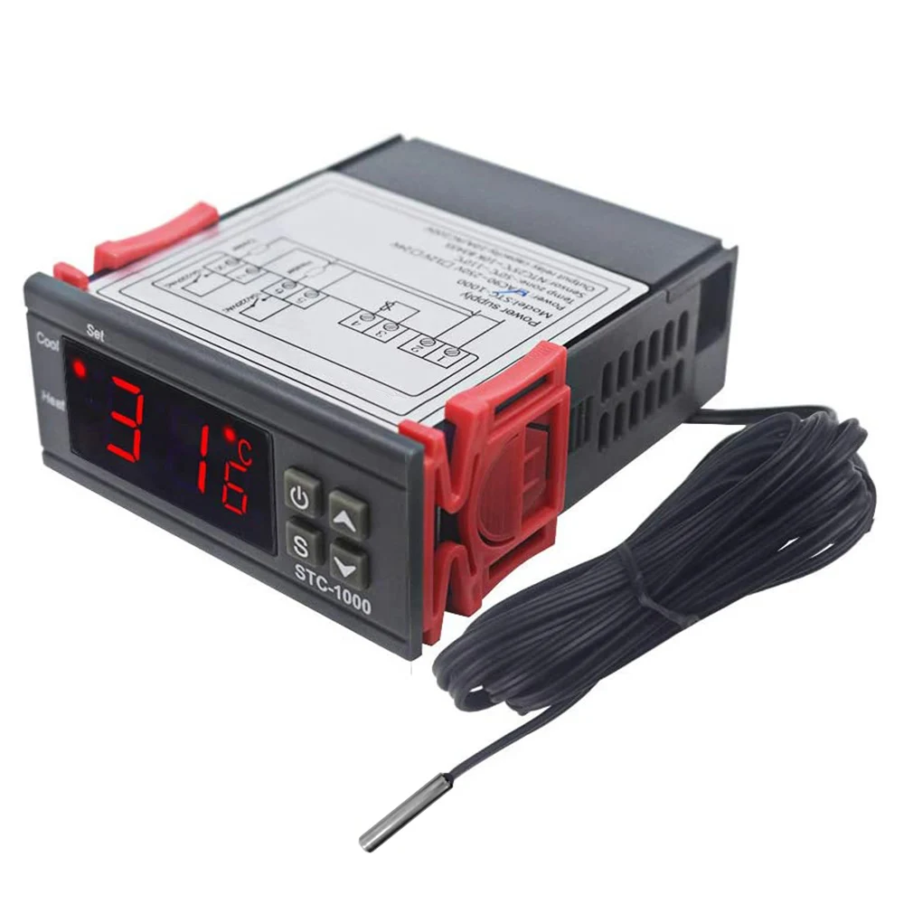 

STC-1000 LED Digital Temperature Controller Thermostat Sensor Heating Cooling Temp Control Relay Incubator 12V 24V 220V