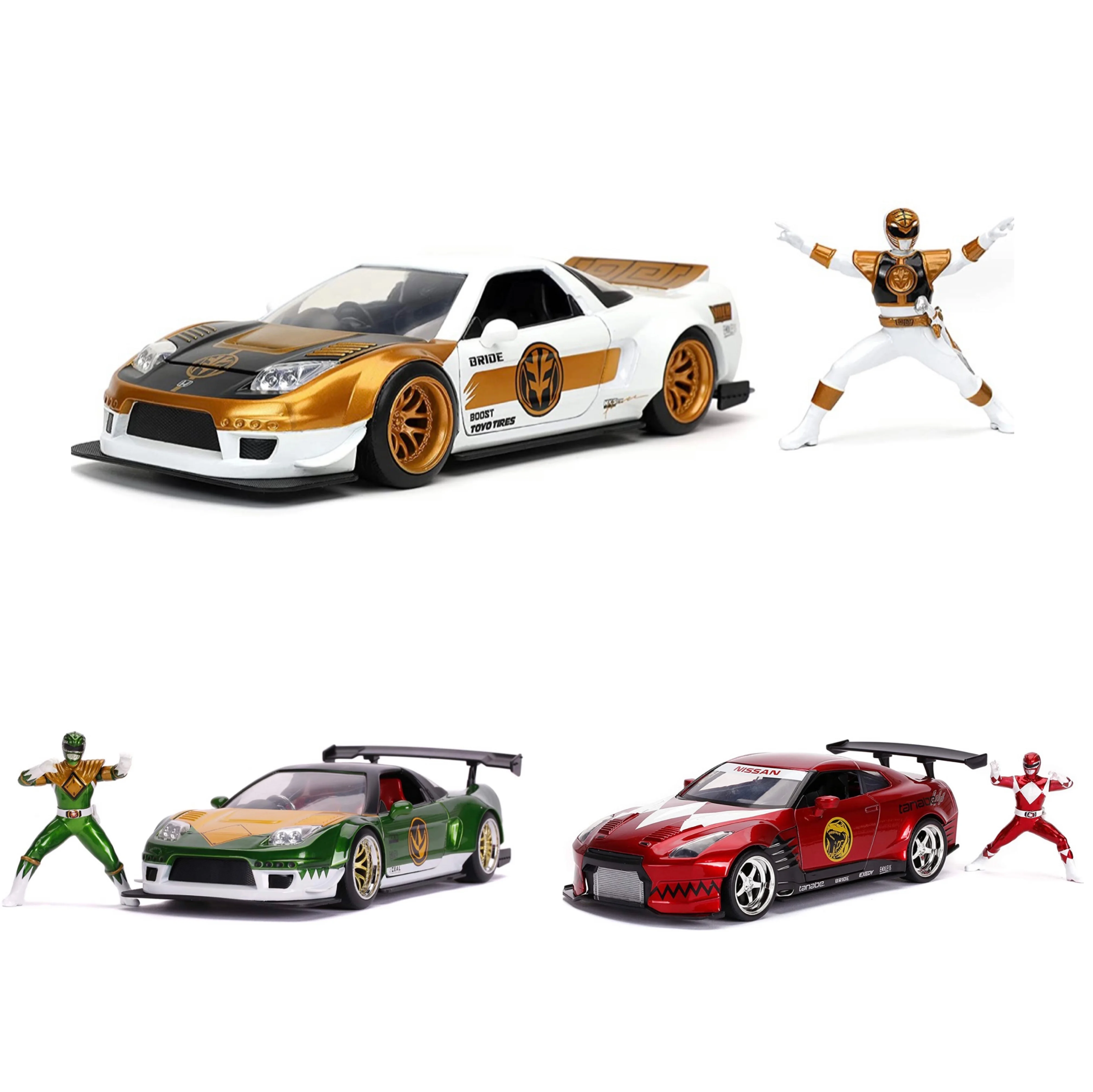 

Игрушки Jada Power Ranger 1:24 2002 Honda NSX Type-R, японская спецификация, литой автомобиль с 2,75 "фигуркой белого рейнджера, игрушки для детей и Аду
