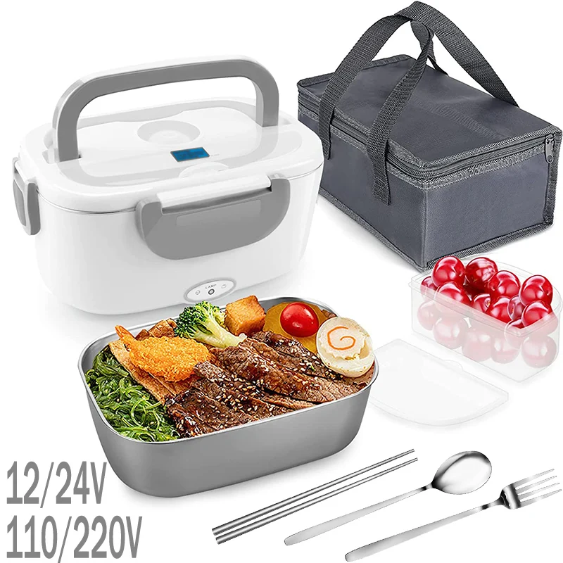 Electric Lunch Box Stainless Steel School Student Picnic 220V 110V 24V 12V Heating Food Warmer Heated Container Car EU US Plug