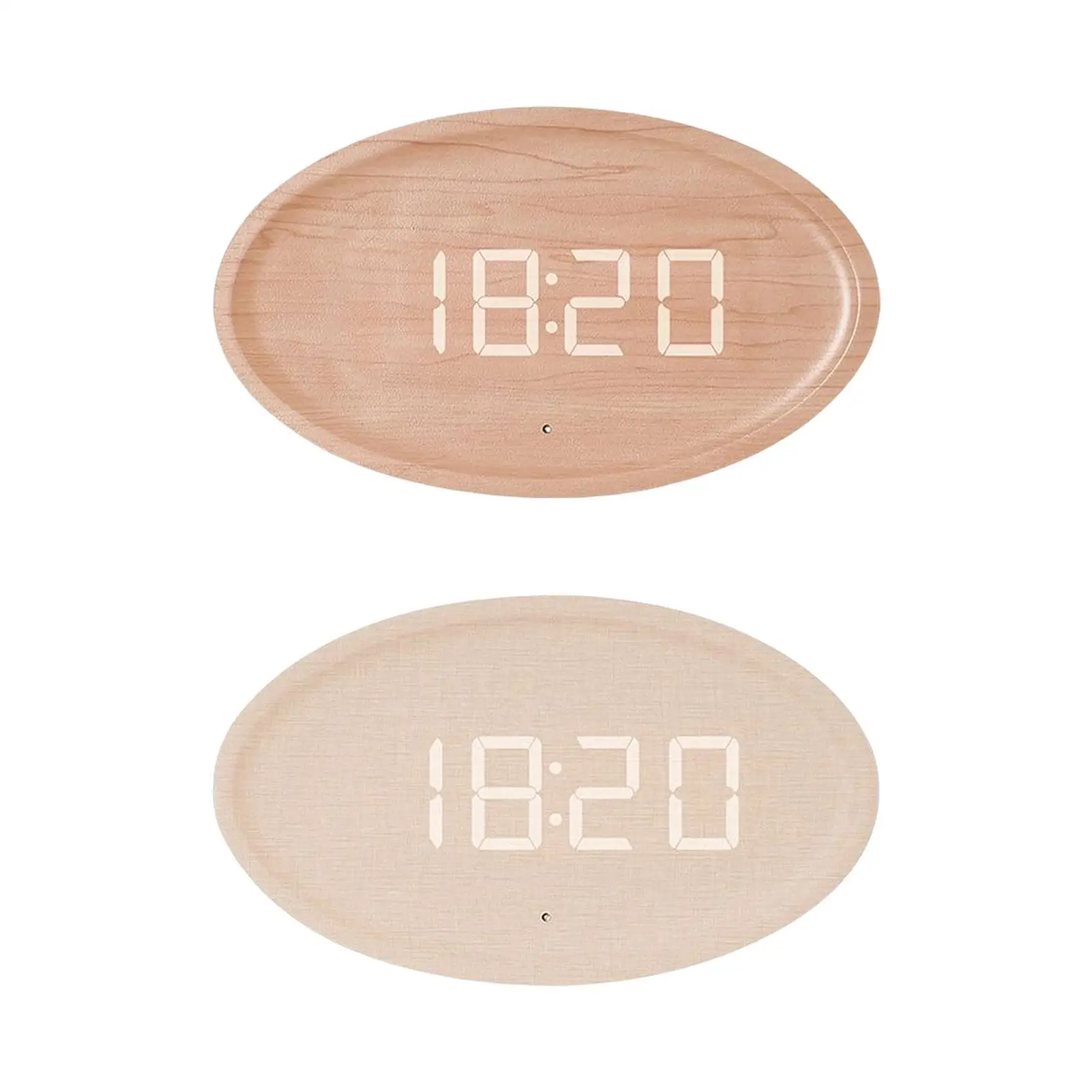 Wooden LED Digital Clock Battery Operated Non Ticking for Of