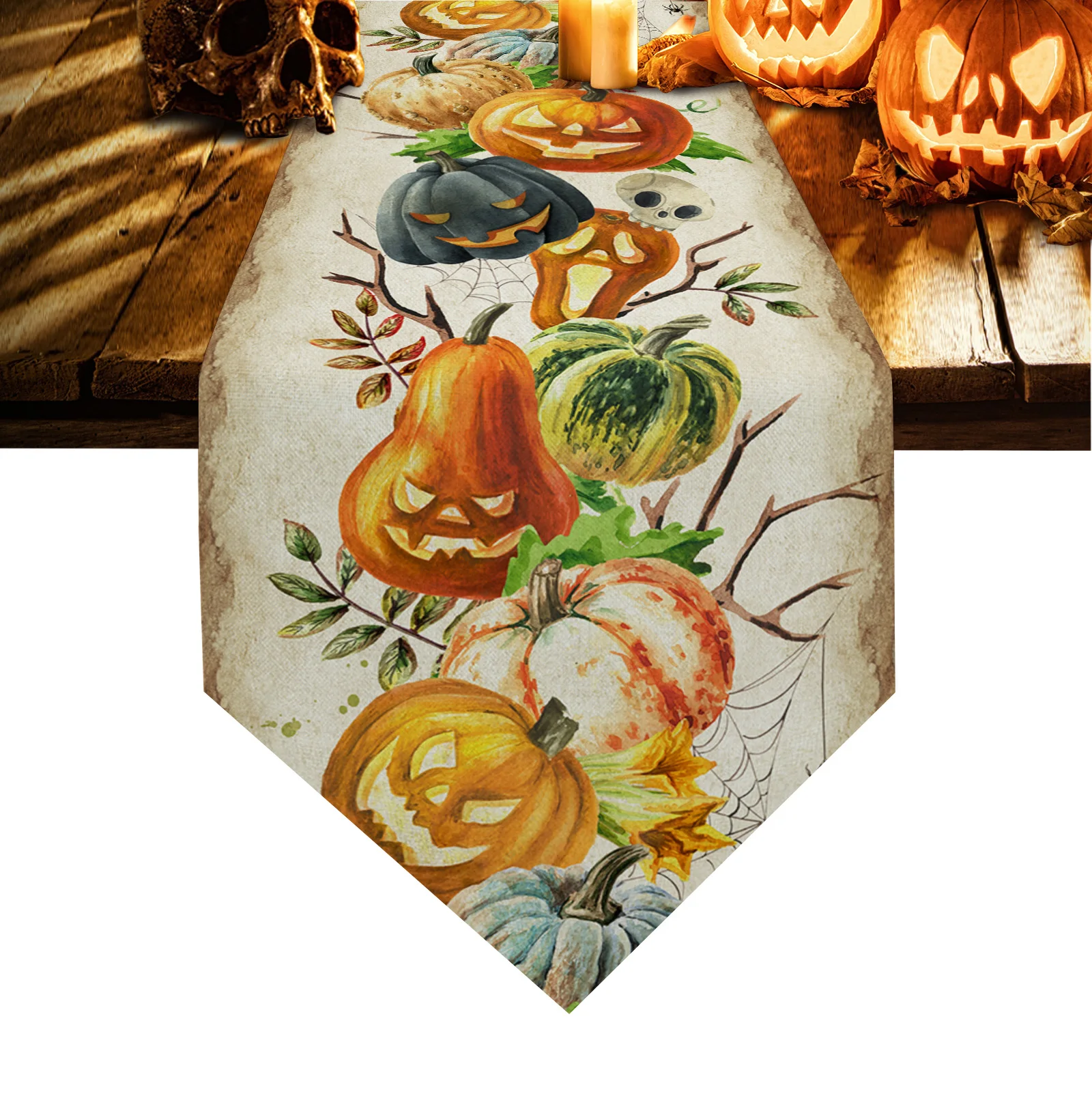 

Halloween Pumpkin Table Runners Festival Party Tablecloths Wedding Decoration Table Cover Cotton Linen Table Runner