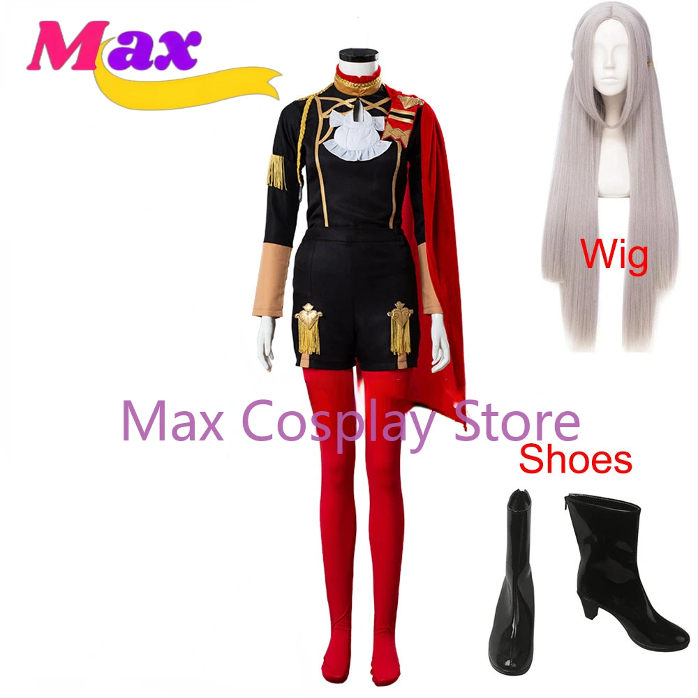 Max Cos Three Houses Edelgard Fancy Battle Stage Girls Cosplay Costume Adult Women Outfit Top Shorts Cloak Stock Halloween