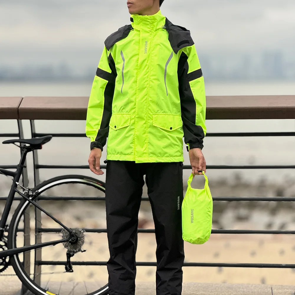 WOSAWE Waterproof Biker Rain Cover Bicycle Clothing Men Women Cycling Set Raincoat And Rain Pants  Unisex Outfit With Shoe Cover