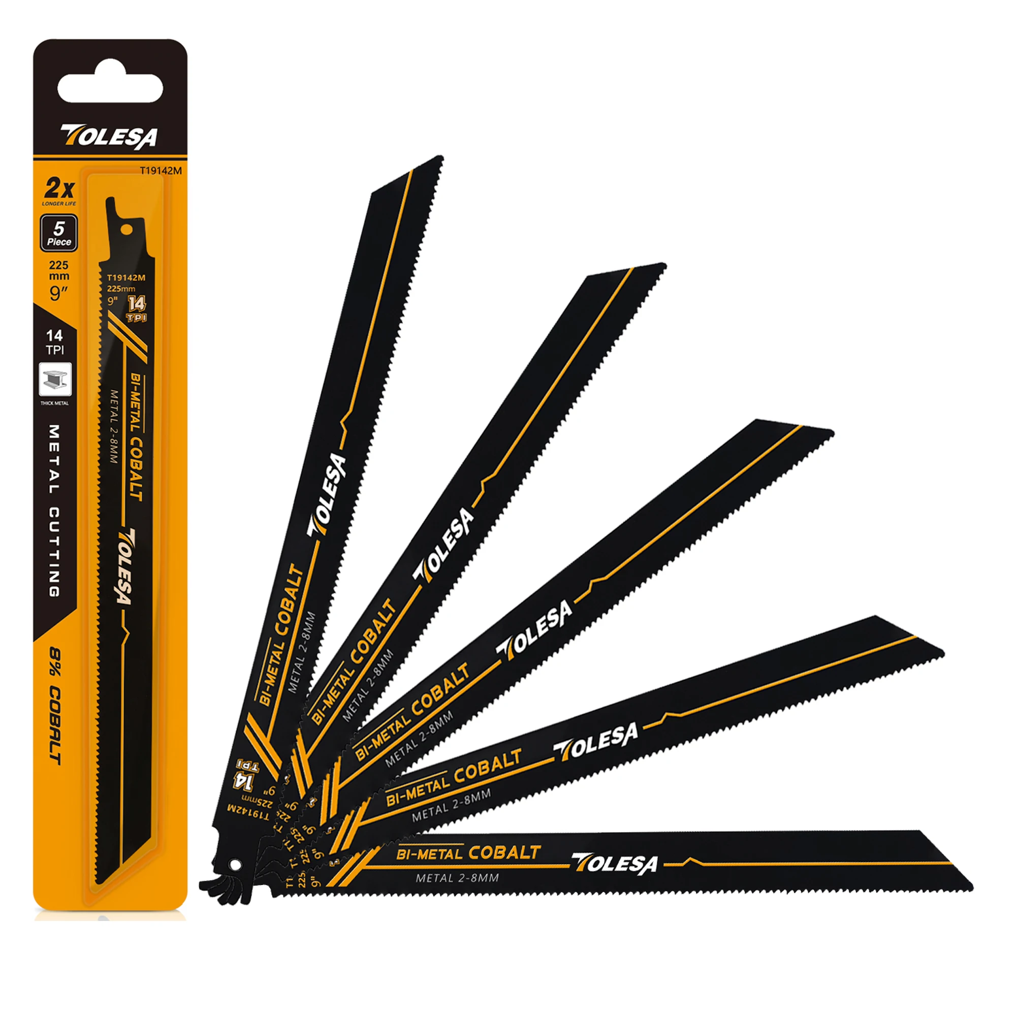 

TOLESA 9-дюймовые Биметаллические Сабельные Пилы, 14 Зубьев Для Резки Тяжелых Металлов И Металлических Труб, Домашние DIY, 5 Шт.