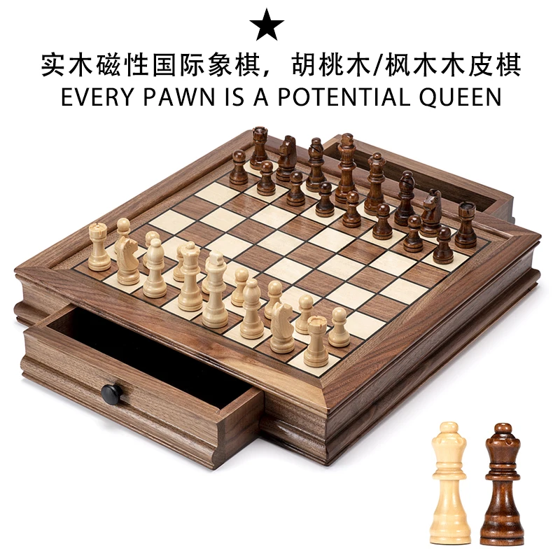 

Wooden Chess Set Minimalist Luxury Crafted Classic Chess Set Magnetic Party Games Tabuleiro De Xadrez Chess Games BG50CG