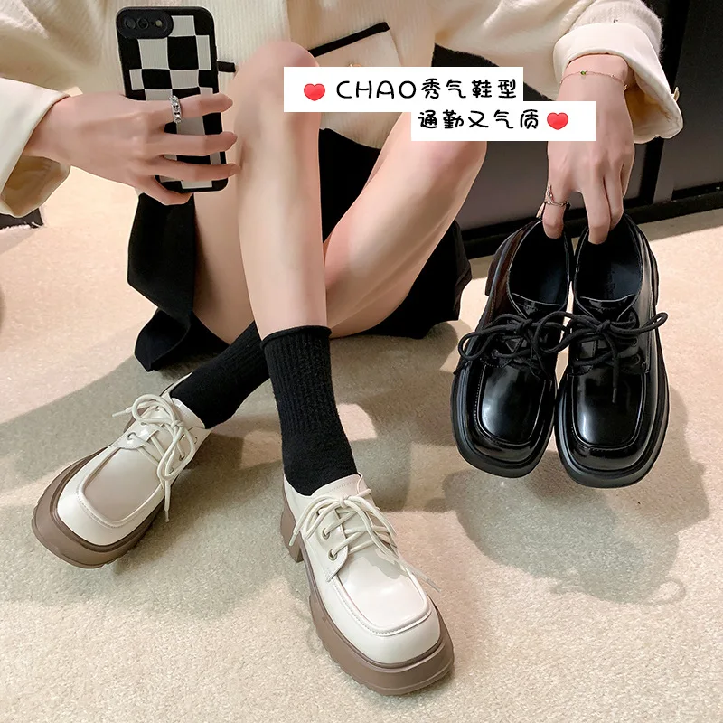 

British Style Flat Black Shoes For Women All-Match Clogs Platform Modis Casual Female Sneakers Ladies' Footwear Oxfords Preppy C