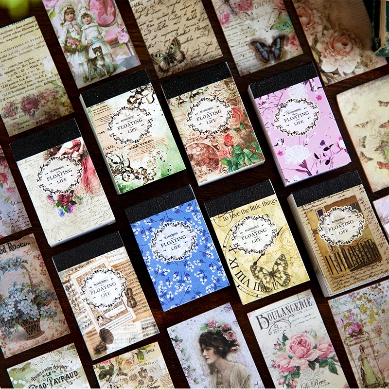 

100 pcs/lot Mini Vintage Flowers material book Literature Art Decorative Hand Account Diy Scrapbooking Diary Background paper