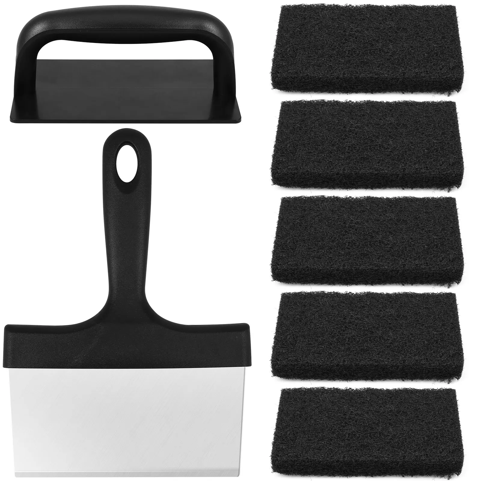 

New 7Pcs Griddle Cleaning Kit Stainless Steel Griddle Scraper with Cleaning Brick Easy to Use Grill Scouring Pad with Handle