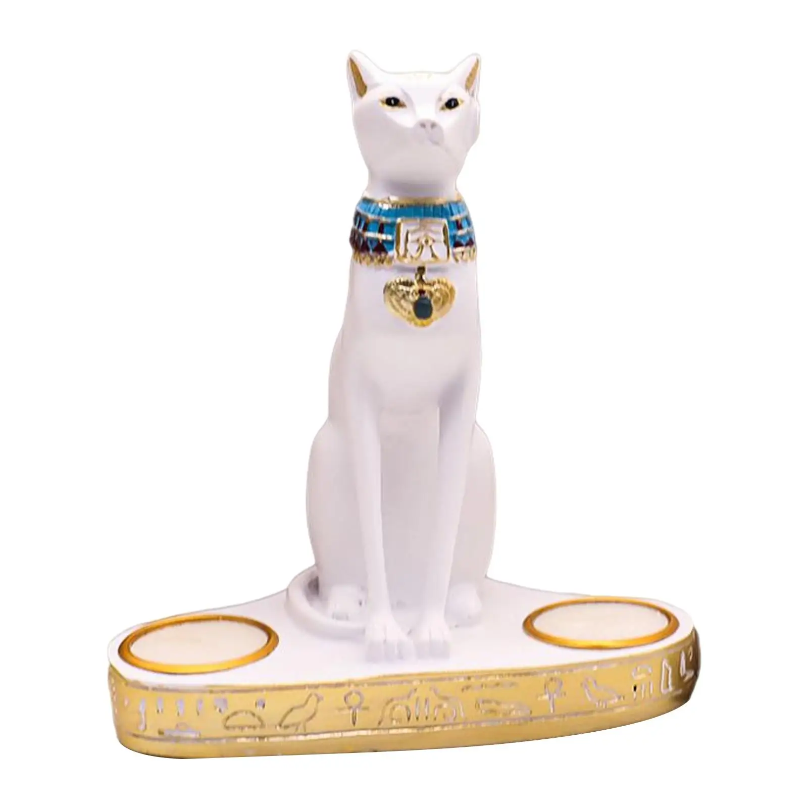 

Egyptian Cat Goddess Bastet Statue Collectable Candlestick 2 Candle Holders for
