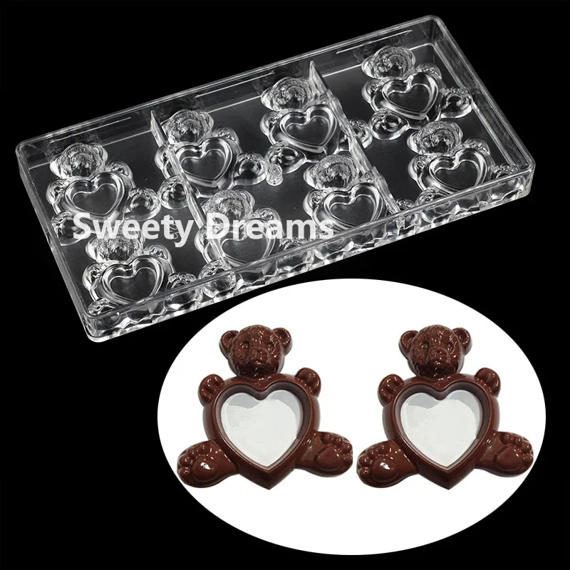 

3D Медведь Форма ЛЮБОВЬ Поликарбонат Шоколад Форма конфеты торт форма кондитерские изделия для выпечки