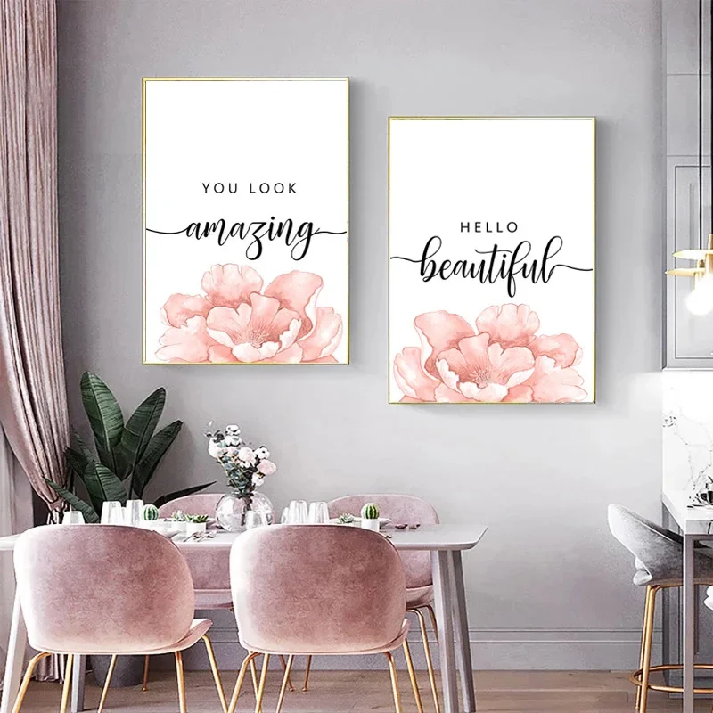 Современная мода розовый цветок холст плакат Meixin художественная живопись