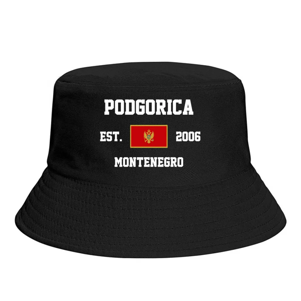 

Панама, черная, горная, EST.2006 Podgorica, флаг с эмблемой, солнцезащитный козырек, крутая летняя искусственная рыболовная шляпа