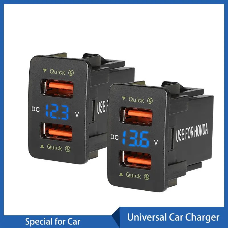

Универсальное автомобильное зарядное устройство, водонепроницаемое зарядное устройство QC3.0 с двумя USB-портами, автомобильный адаптер, розе...