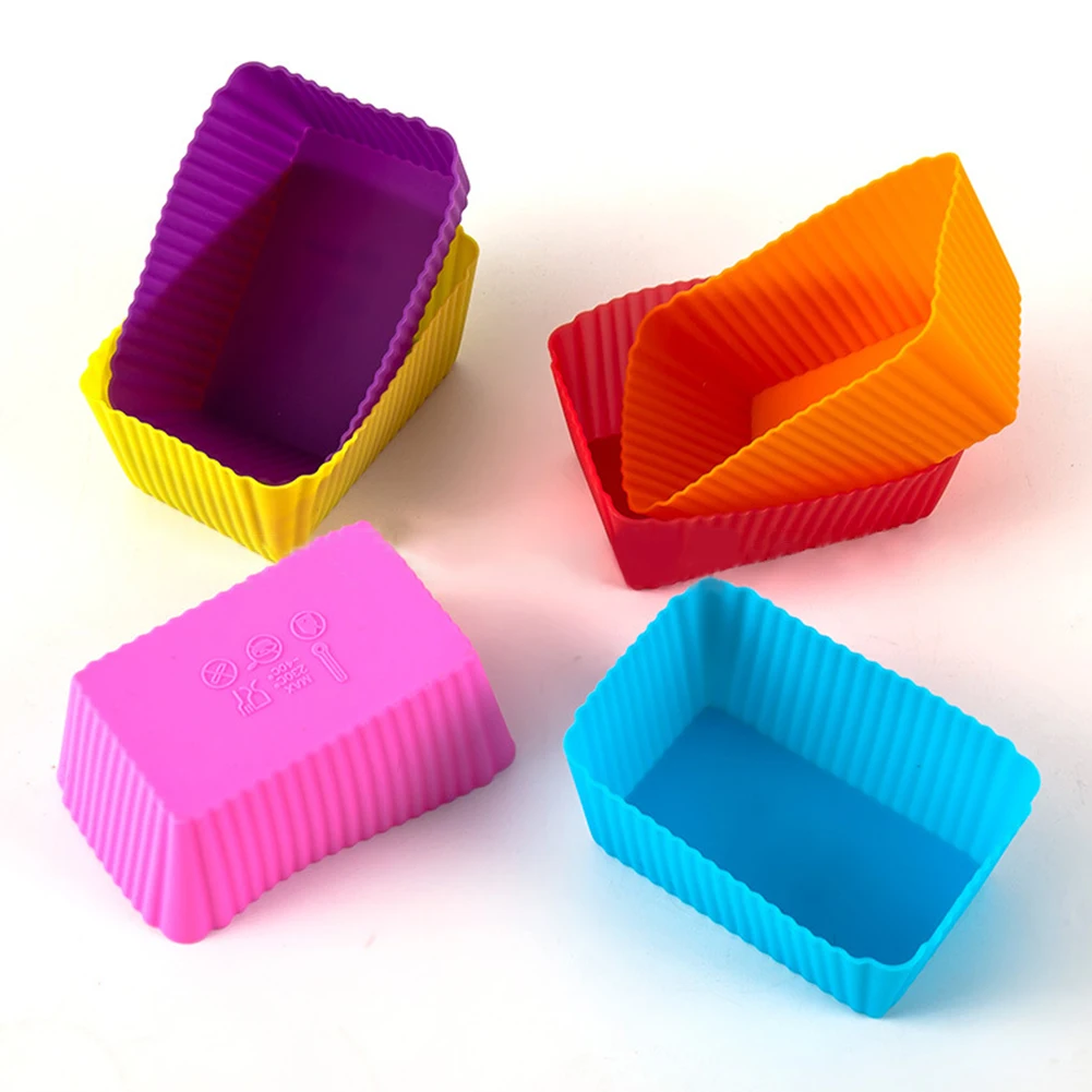 

6PCS Kitchen Cake Baking Pan Food Grade Silicone Chocolate DIY Mold Kitchen Ice Cubes Biscuit Pastry Manual Baking Mould 8x5x3cm
