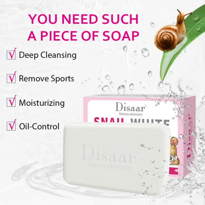 

Disaar Snail Essence Handmade Soap Collagen Facel Soap Moisturizing Shrink PoresFacial Cleansing Whitening Oil-Control Face Care