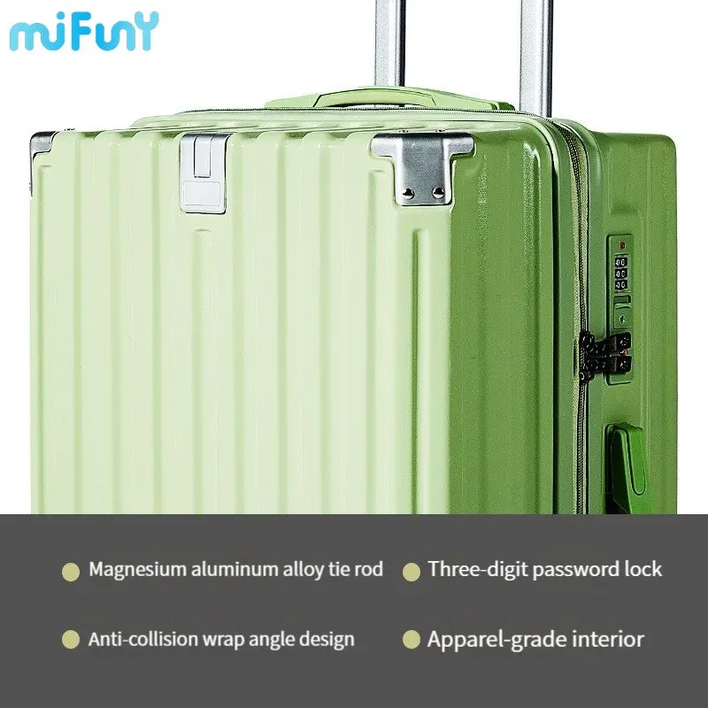 MiFuny Rolling Luggage Fashion Women Carry on Luggage with Wheels USB Charge Port Boarding Business Code Trolley Travel Suitcase