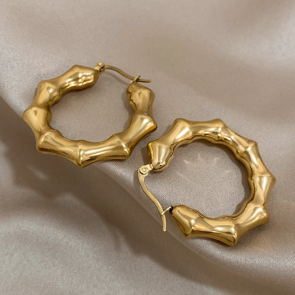 Модные полые Бамбуковые серьги-кольца классические минималистичные Роскошные