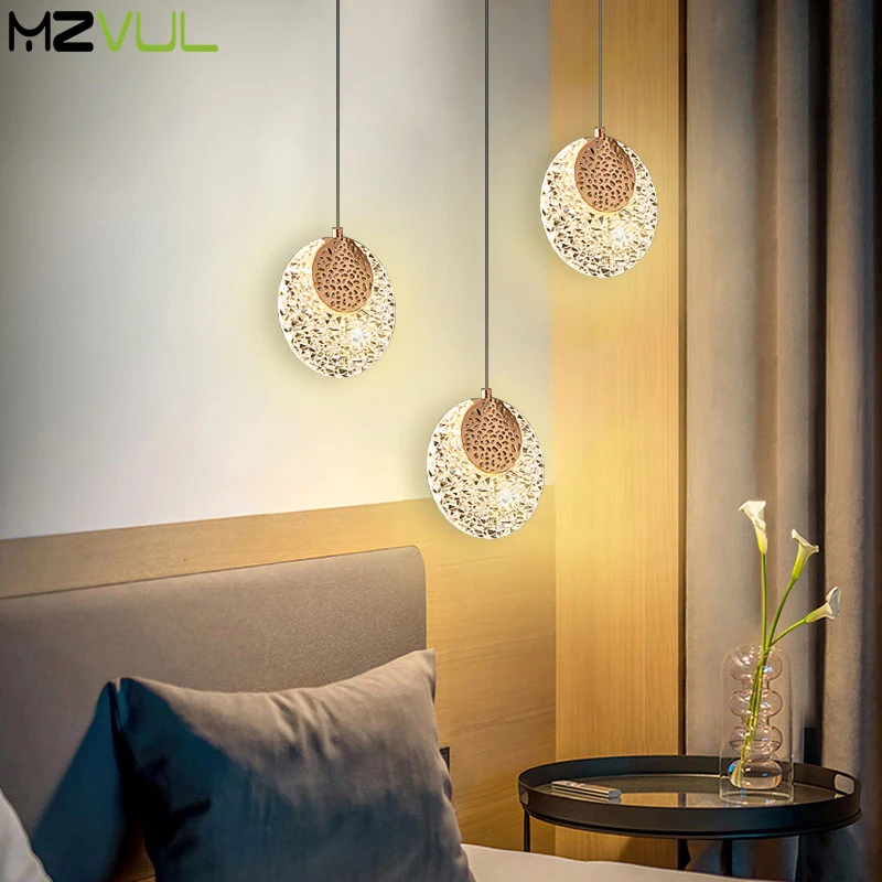 

Nordic Crystal LED Chandelier Simple Creative Living Room Bedroom Bedside Pendant Lights Dining Bar Decoration Hanging Lamp