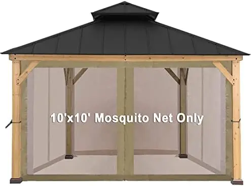 

Replacement Mosquito Netting Canopy Screen Sidewalls Only 10' x 10' ，Beige Mosquito net for king size bed free shipping Moskit