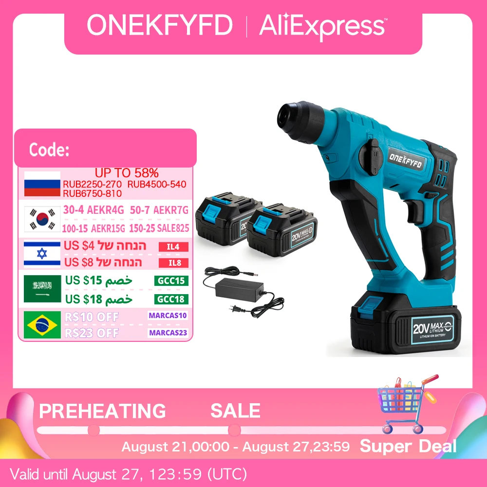 2in1 Cordless Electric Drill Rotary Hammer Drill Demolition Rechargeable Hammer Power Tool For Makita 18V Battery