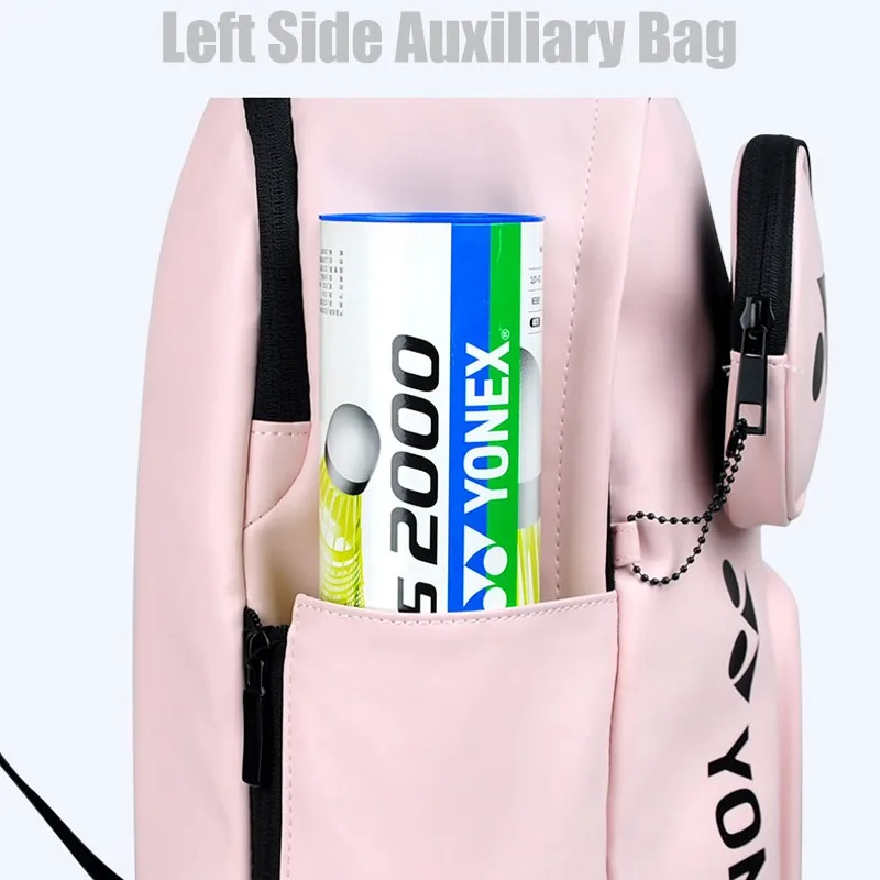 YONEX PU Leather Unisex Badminton Racket Backpack Auxiliary Pocket Sport Tennis Racquet Shoulder Bag with Independent Shoe Layer