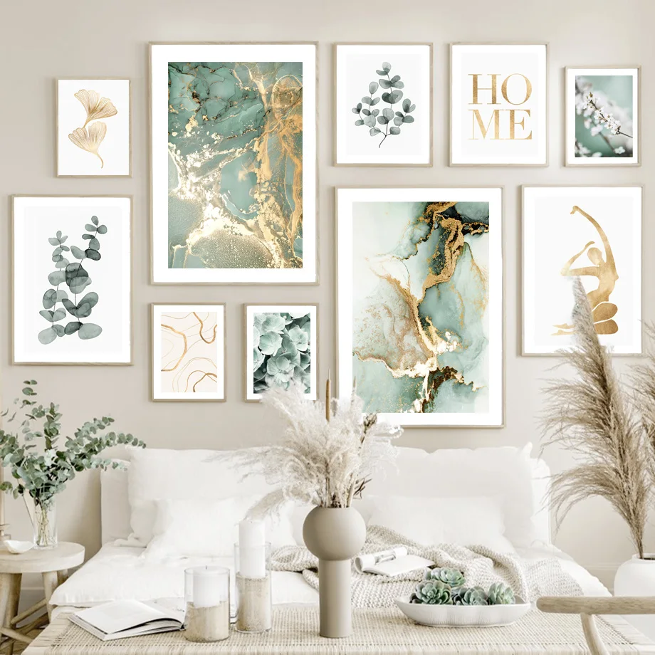 

Eucalyptus Abstract Watercolor Gold Line Girl Naked Art Canvas Painting Nordic Posters Prints Wall Pictures Living Room Decor