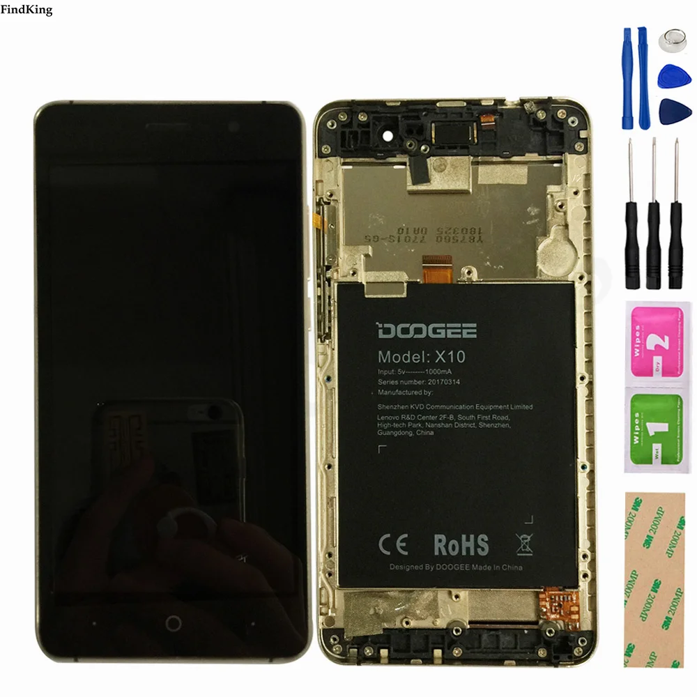 

100% Tested LCD Display With Frame For Doogee X10 LCD Touch Screen Digitizer Assembly WIth Frame Sensor LCD Display Complete