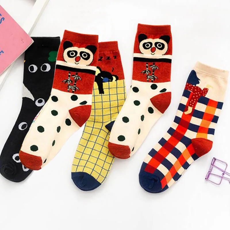 

For Women Breathable 1Pair Mid Tube Stockings Animal Illustration Nice Gift Long Socks Street Style Cotton