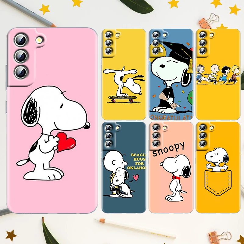 

Love Snoopy Cartoon Art For Samsung Galaxy S22 S21 S20 FE Ultra Pro Lite S10 S10E S9 S8 Plus S7 Edge Transparent Phone Case