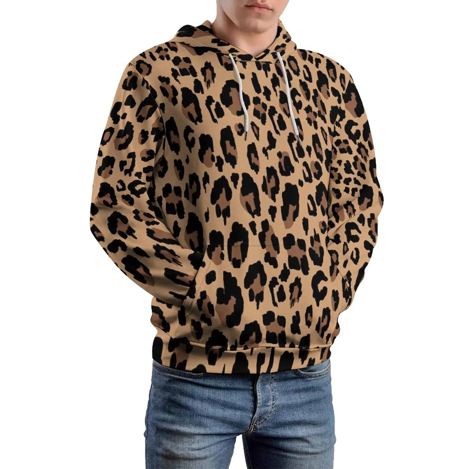 

Retro Leopard Loose Hoodies Jungle Animal Print Modern Hoodie Couple Long Sleeve Oversized Korean Fashion Pattern Clothing