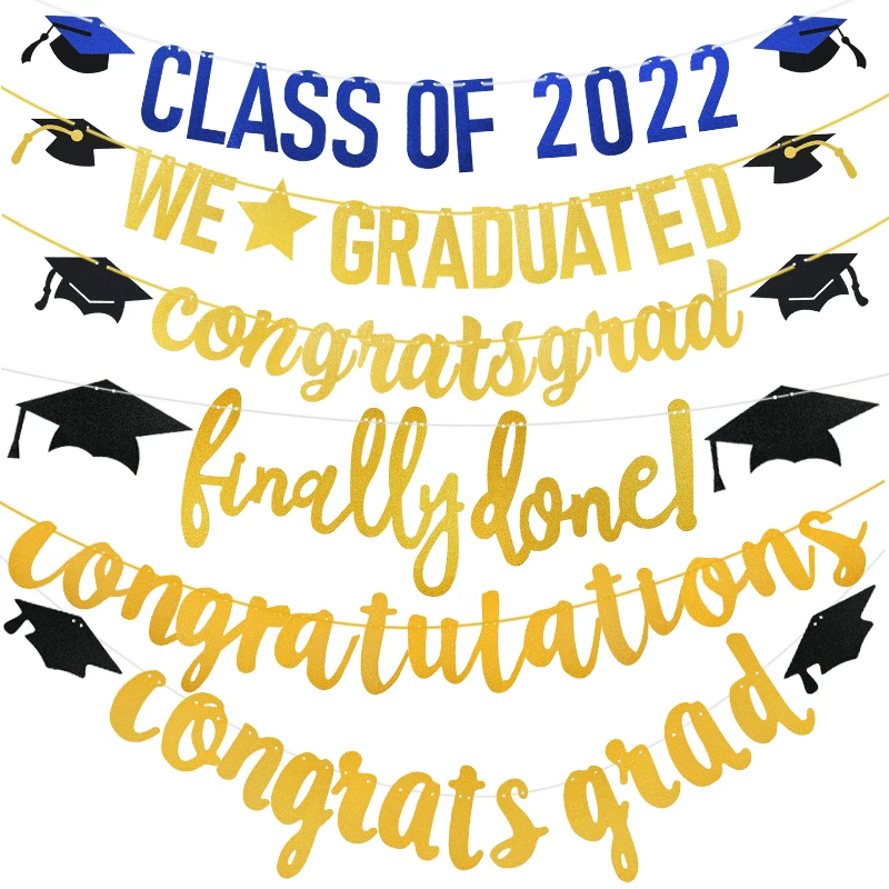 

Graduation Banner Gold Letter Congrats Grad Paper Bunting Garland Flag Congratulations Gratuation Party Decoration Class of 2022