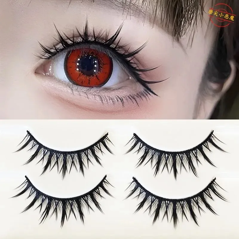 

5 Pairs Thick Stiff Stem Makeup False Eyelashes Black Long Cross Thick Eyelash Extension Tools Fairy Little Devil Cos Fan Lashes