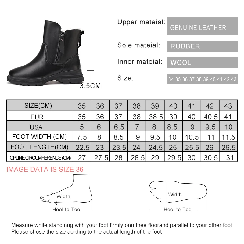 AIYUQI Women Winter Boots Anti Slip 2023 New Genuine Leather Women Ankle Boots Large Size 41 42 43 Warm Snow Boots Women